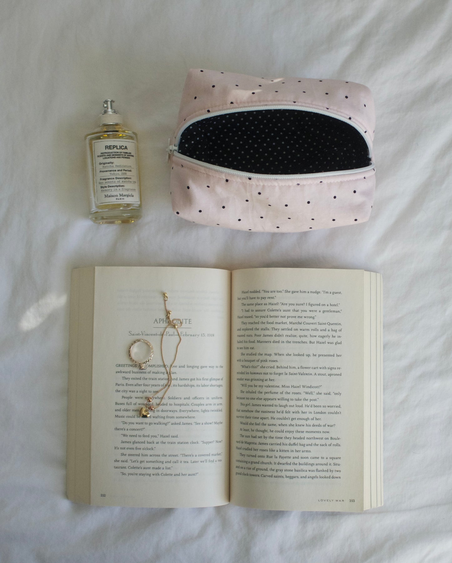 pink polka makeup pouch