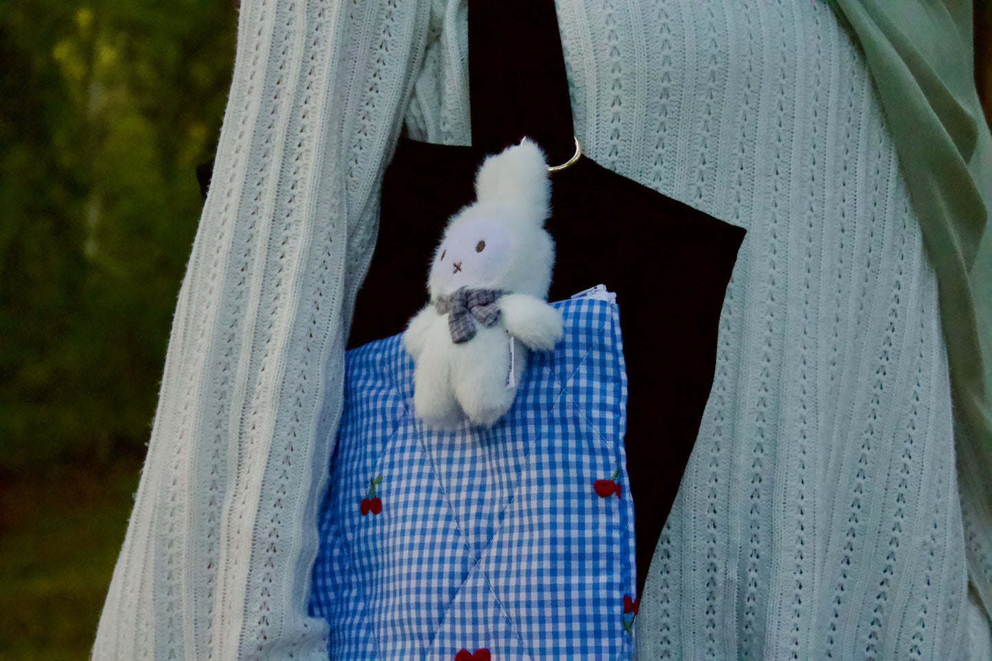 cherry picnic quilted laptop sleeve