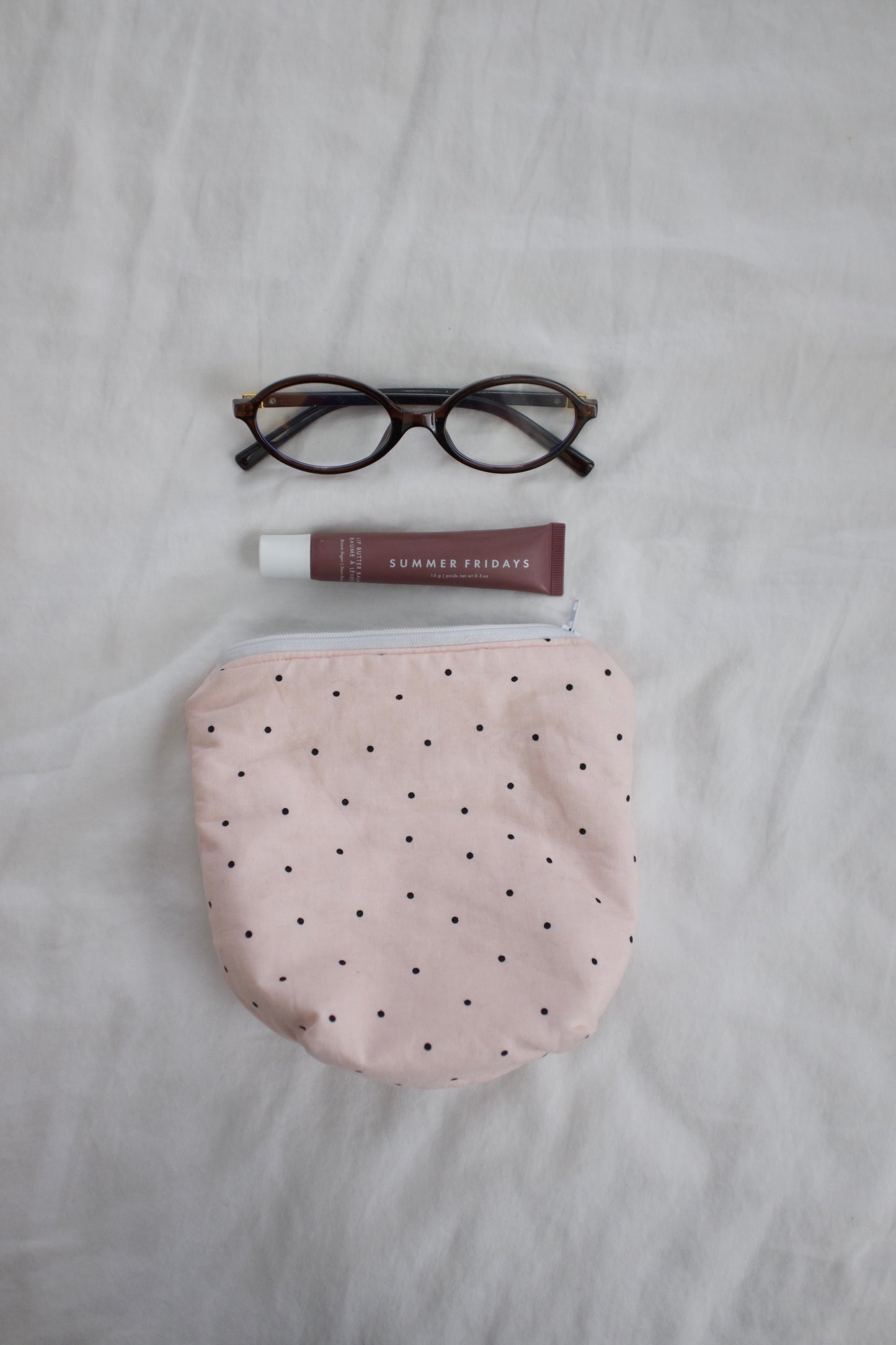 pink polka travel pouch
