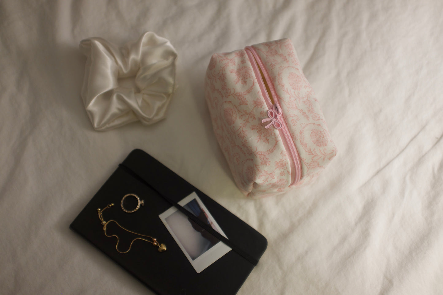 pink forget-me-not makeup pouch