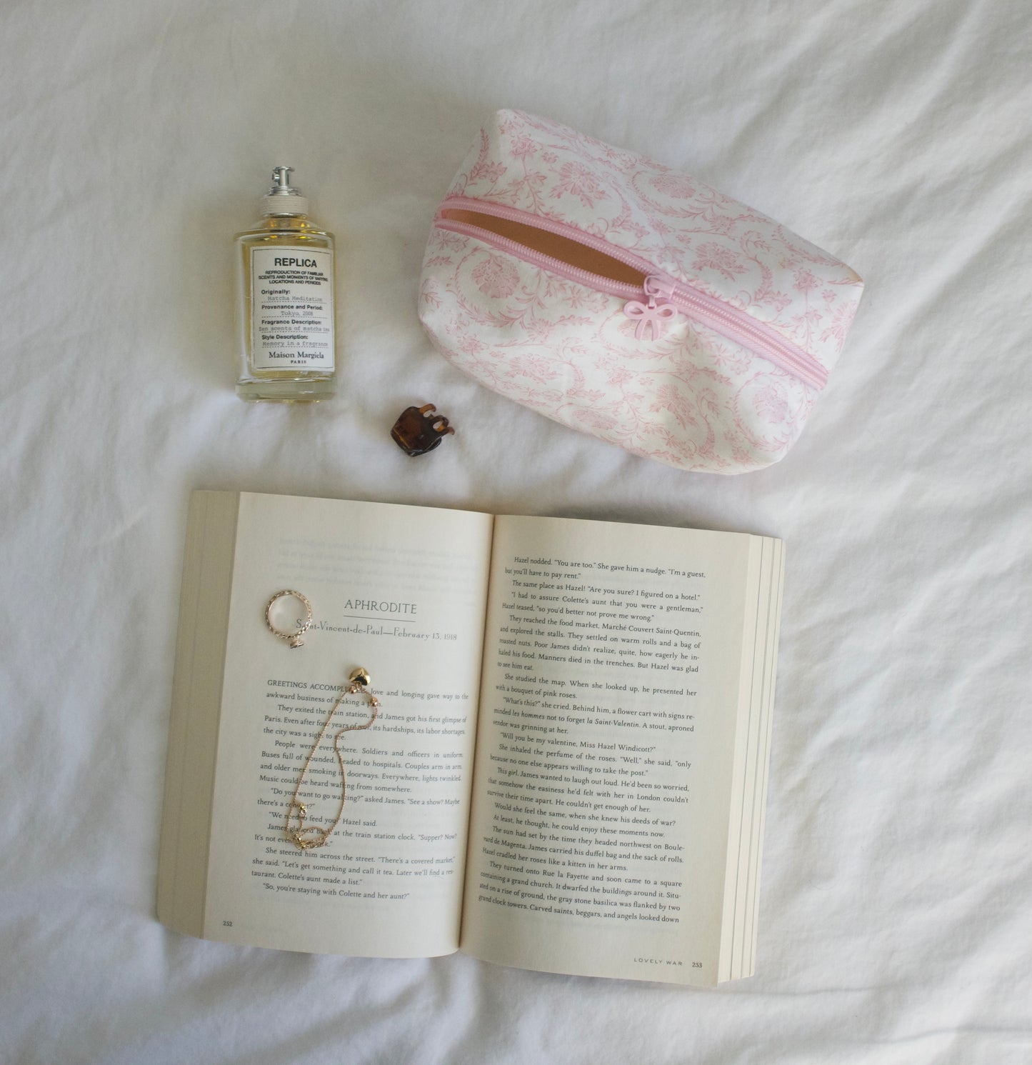 pink forget-me-not makeup pouch