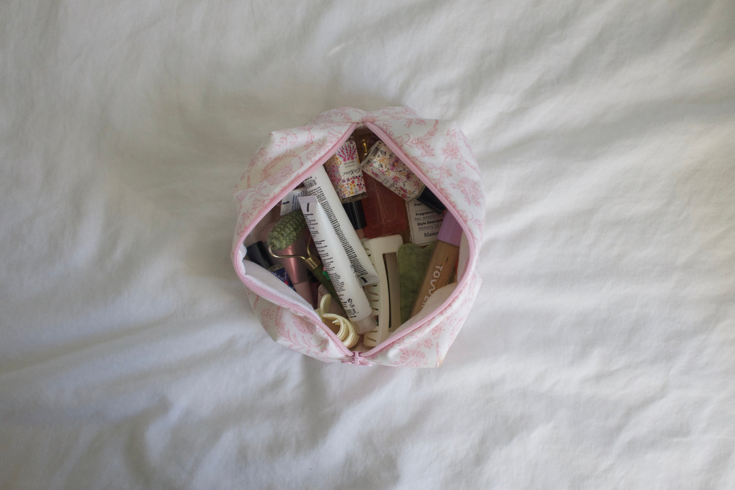 pink forget-me-not makeup pouch