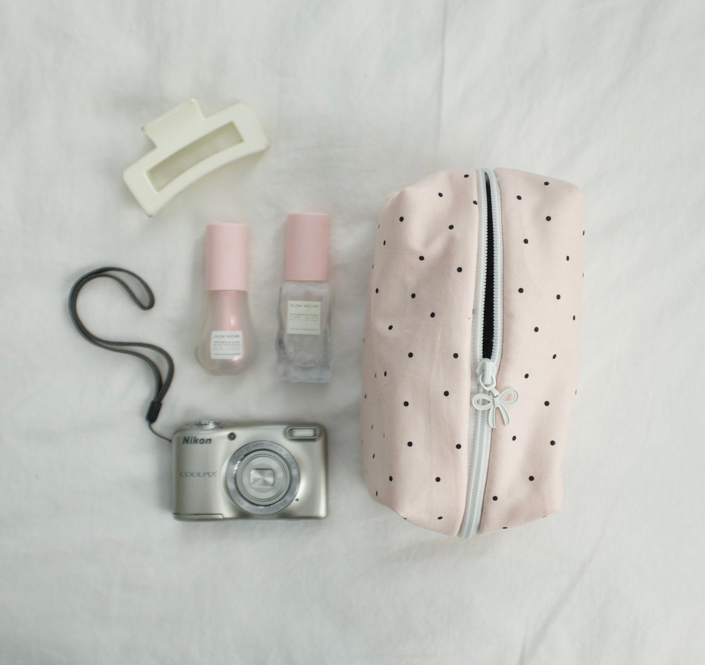 pink polka makeup pouch