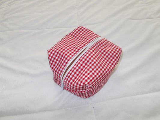 Red Gingham Cube Pouch