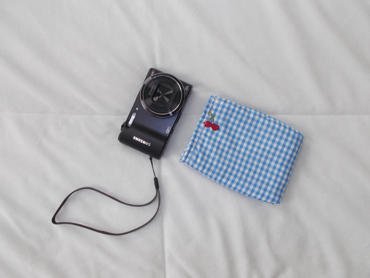 Cherry Blue Gingham Digital Camera Case
