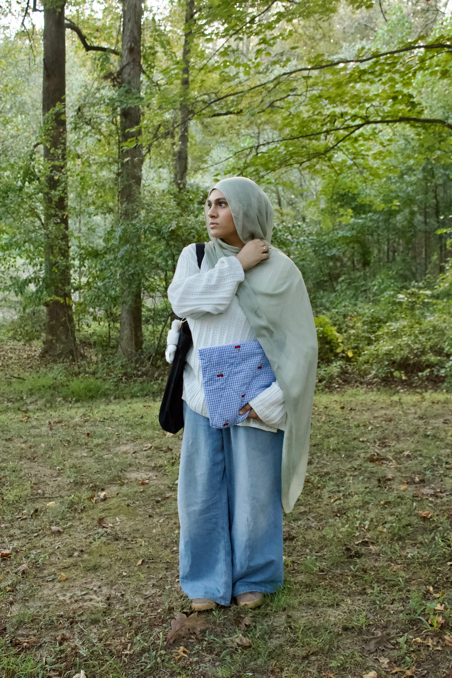 cherry picnic quilted laptop sleeve